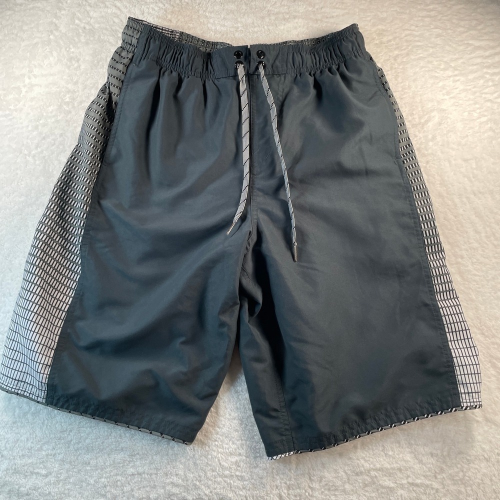 Nike Mens Gray Grid Pattern Athletic Shorts Mesh Lined Size M Drawstring Active